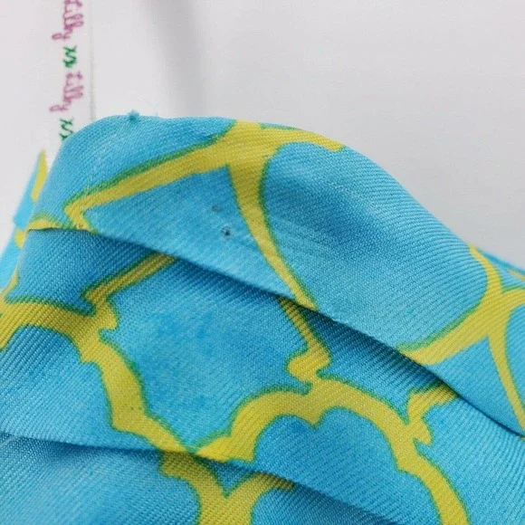 Lily Pulitzer Adeline Silk Skirt 6 Crystal Blue Pin Tuck Waist A-Line - Picture 9 of 12